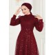 TESETTÜR PAYETLİ TÜL ABİYE - BORDO TESETTÜR PAYETLİ TÜL ABİYE - BORDO