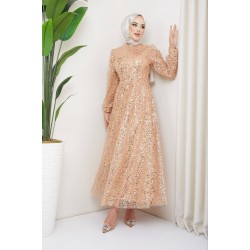 TESETTÜR PAYETLİ TÜL ABİYE KREM