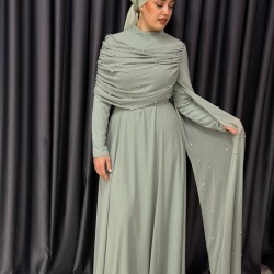 GÜNAY Abiye su yeşili renk