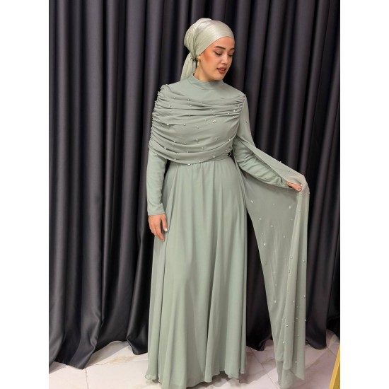 GÜNAY Abiye su yeşili renk