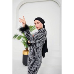 TESETTÜR VERDA TAŞLI ABİYE SİYAH