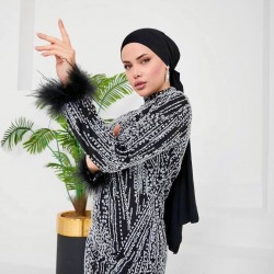 TESETTÜR VERDA TAŞLI ABİYE SİYAH