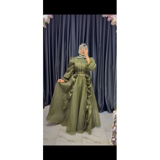 düğme abiye yeşil renk