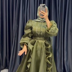 düğme abiye yeşil renk