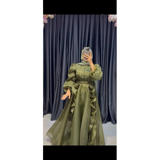 düğme abiye yeşil renk