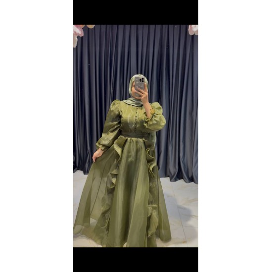 düğme abiye yeşil renk