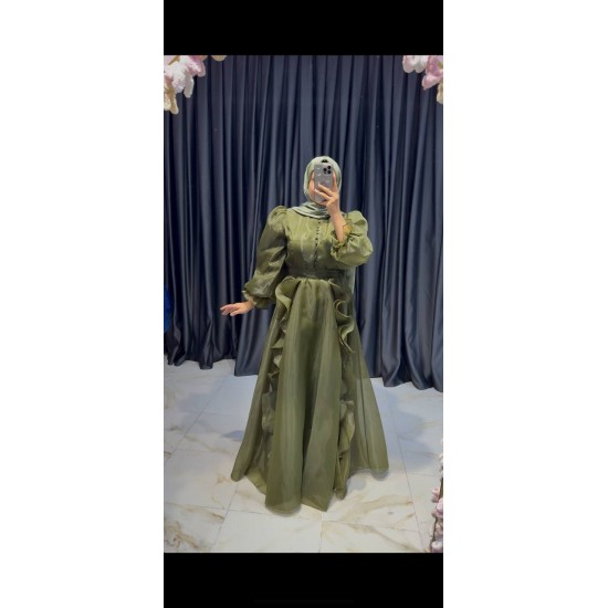 düğme abiye yeşil renk