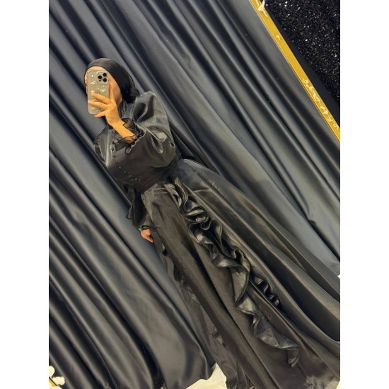 DÜĞME abiye SİYAH renk