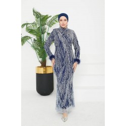 TESETTÜR VERDA TAŞLI ABİYE - LACİVERT