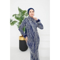 TESETTÜR VERDA TAŞLI ABİYE - LACİVERT