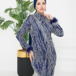 TESETTÜR VERDA TAŞLI ABİYE - LACİVERT